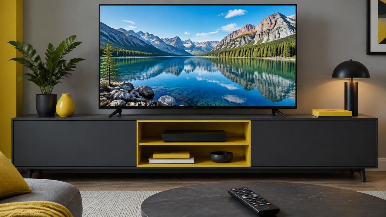 Television and remote ready for a viewing test.